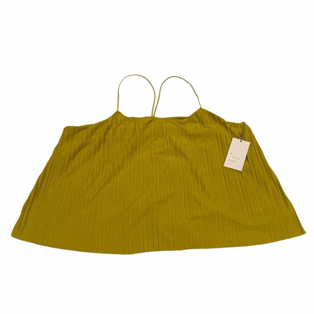 NEW NWT A New Day Women's Pleated Cami Tank Top Sleeveless Mustard Yellow Large